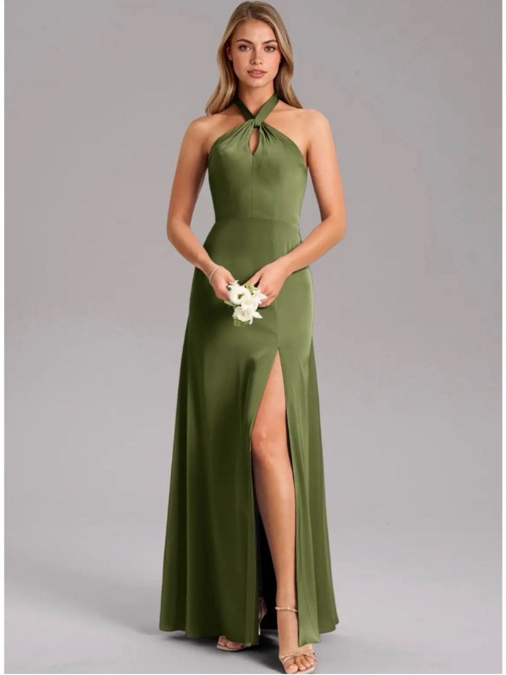 Azazie Tracie Maxi Dress - Olive